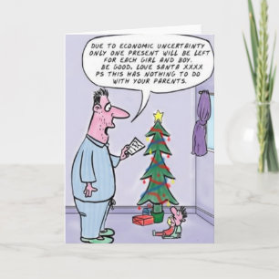 Cartes Pour Fêtes Annuelles La mauvaise économie affecte Père Noël Funny Chris