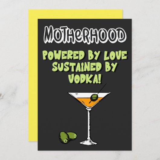 Cartes Pour Fêtes Annuelles La Mère Alimentée par l'Amour Soutenue par Vodka ! (Devant / Derrière)