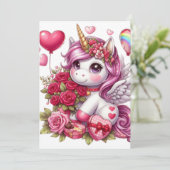 Cartes Pour Fêtes Annuelles La mignonne Saint Valentin licorne (Debout devant)