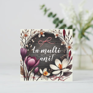 Cartes Pour Fêtes Annuelles La Mulți Ani Floral Message personnalisé
