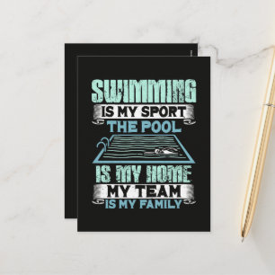 Cartes Pour Fêtes Annuelles La natation est mon sport La piscine est ma maison