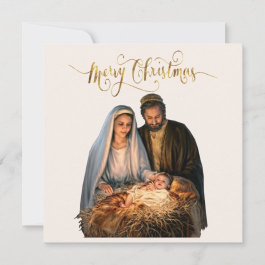 Cartes Pour Fêtes Annuelles La Nativité avec Marie, Joseph et bébé Jésus (Devant)