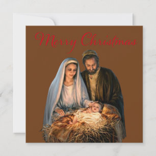 Cartes Pour Fêtes Annuelles La Nativité avec Marie, Joseph et l'enfant Jésus 