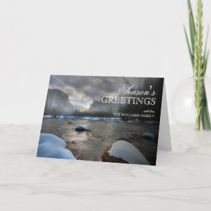 Cartes Pour Fêtes Annuelles La neige a couvert la rivière de Merced. Arrière -