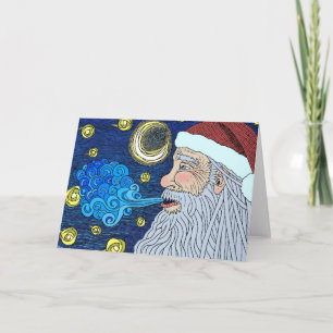 Cartes Pour Fêtes Annuelles La nuit étoilée de Père Noël en couleurs