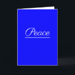 Cartes Pour Fêtes Annuelles La paix est bonne : Bleu<br><div class="desc">Ce produit a un message en un mot : la paix. C'est un mot simple qui a beaucoup de sens. C'est bien si vous l'avez, et nous en avons tous besoin. Acheter vide à l'intérieur ou ajouter du texte. Vous pouvez également modifier le texte à l'avant. Vous pouvez changer toutes...</div>