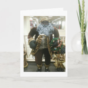 CARTES POUR FÊTES ANNUELLES LA PÈRE NOËL AFRICAINE AMÉRICAINE SOUHAITE