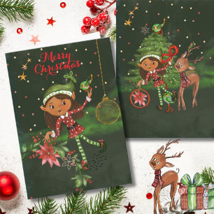 Cartes Pour Fêtes Annuelles La petite Elfe vous envoie un vœu pour un Noël pou