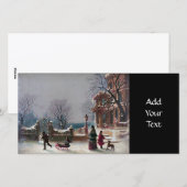 Cartes Pour Fêtes Annuelles La première scène de Noël de neige (Devant / Derrière)