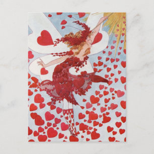Cartes Pour Fêtes Annuelles La rétro fée de Valentine - coeurs lus romantiques