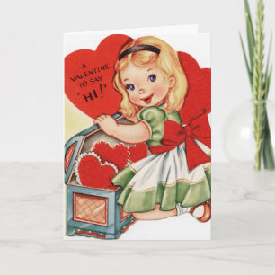 Cartes Pour Fêtes Annuelles La rétro fille vintage de Valentine ajoutent la