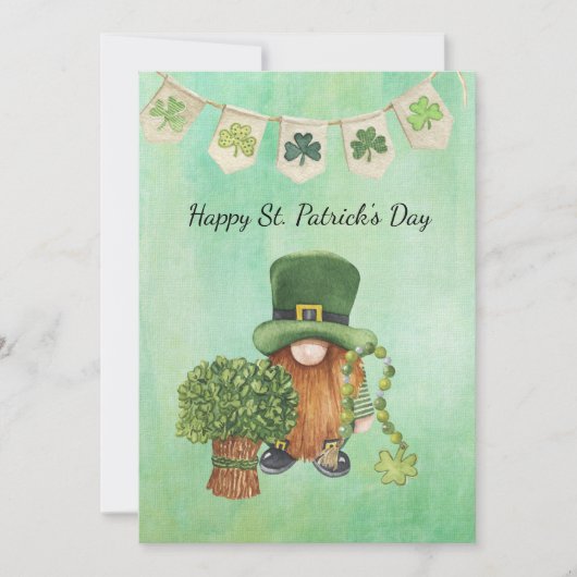 Cartes Pour Fêtes Annuelles La Saint-Patrick avec aquarelle vert Shamrock (Devant)