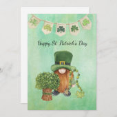 Cartes Pour Fêtes Annuelles La Saint-Patrick avec aquarelle vert Shamrock (Devant / Derrière)