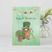 Cartes Pour Fêtes Annuelles La Saint-Patrick avec aquarelle vert Shamrock (Debout devant)