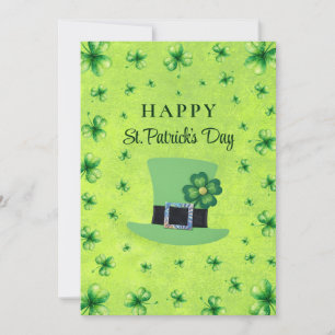 Cartes Pour Fêtes Annuelles La Saint-Patrick Trèfle aquarelle sur fond vert