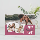 Cartes Pour Fêtes Annuelles La Saint-Valentin 3 photos montage rose (Debout devant)