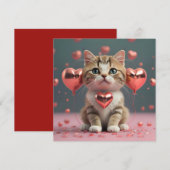 Cartes Pour Fêtes Annuelles La Saint-Valentin avec un petit chat mignon (Devant / Derrière)