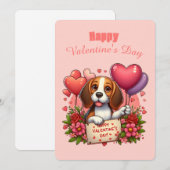Cartes Pour Fêtes Annuelles La Saint-Valentin - Beagle 3 - (Devant / Derrière)