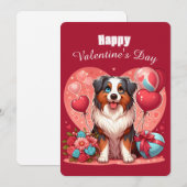 Cartes Pour Fêtes Annuelles La Saint-Valentin - Berger Australien 2 - (Devant / Derrière)