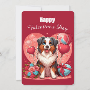 Cartes Pour Fêtes Annuelles La Saint-Valentin - Berger Australien 2 -