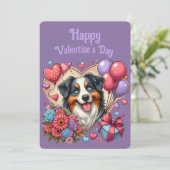 Cartes Pour Fêtes Annuelles La Saint-Valentin - Berger Australien 4 -  (Debout devant)