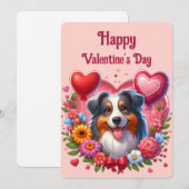 Cartes Pour Fêtes Annuelles La Saint-Valentin - Berger Australien 6 - (Devant / Derrière)