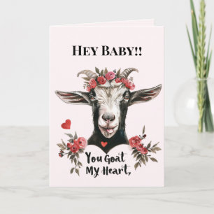 Cartes Pour Fêtes Annuelles La Saint-Valentin, c'est drôle, chèvre, tu vas dro