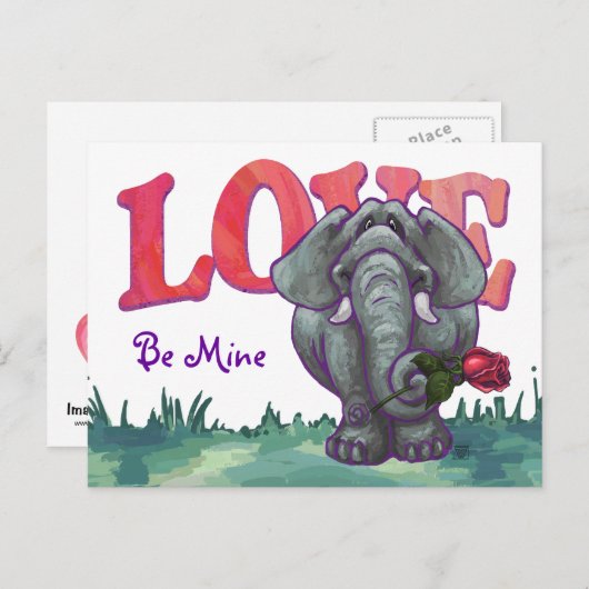 Cartes Pour Fêtes Annuelles La Saint-Valentin des éléphants (Devant / Derrière)