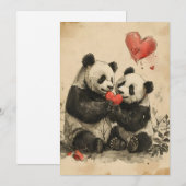 Cartes Pour Fêtes Annuelles La Saint-Valentin des pandas (Devant / Derrière)