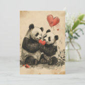 Cartes Pour Fêtes Annuelles La Saint-Valentin des pandas (Debout devant)