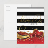 Cartes Pour Fêtes Annuelles La Saint-Valentin luxe rayé (Devant / Derrière)