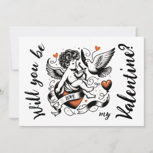 Cartes Pour Fêtes Annuelles La Saint-Valentin mignon coeur orange cupidon