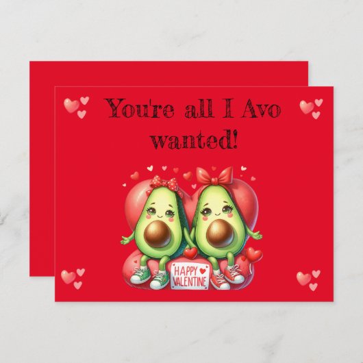 Cartes Pour Fêtes Annuelles la Saint-Valentin : punny. avocado (Devant / Derrière)