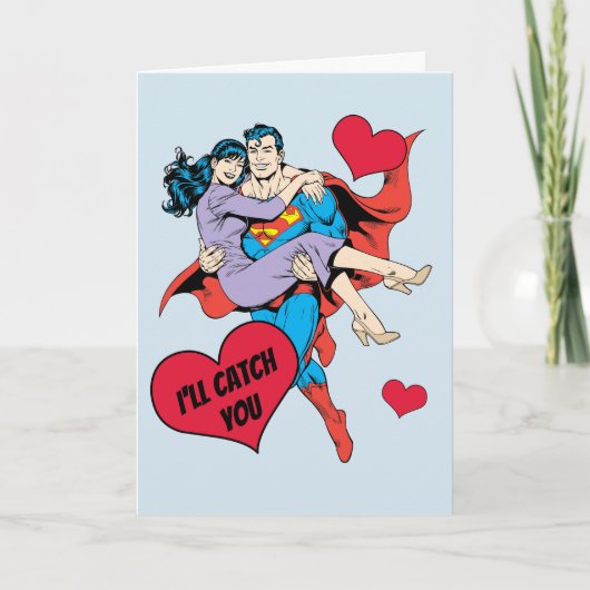 Cartes Pour Fêtes Annuelles La Saint-Valentin Superman | Je vais vous attraper (Devant)