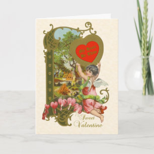 Cartes Pour Fêtes Annuelles La Saint-Valentin victorienne avec des coeurs et d