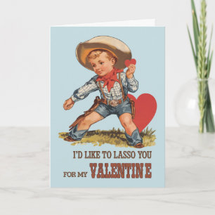 Cartes Pour Fêtes Annuelles La Saint Valentin Vintage de mignonne Cowboy