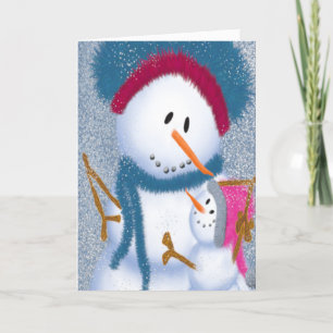 Cartes Pour Fêtes Annuelles La Snowmomma et Snowgirl