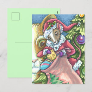 CARTES POUR FÊTES ANNUELLES LA SOURIS PÈRE NOËL APPORTE DE BONS CHATS CADEAUX