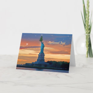 Cartes Pour Fêtes Annuelles La statue de la liberté avec l'arbre de Noël