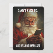 Cartes Pour Fêtes Annuelles La surveillance du Père Noël  Pas Impressionné Noë (Devant)