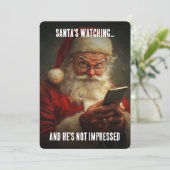 Cartes Pour Fêtes Annuelles La surveillance du Père Noël  Pas Impressionné Noë (Debout devant)