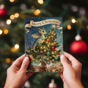 Cartes Pour Fêtes Annuelles La veille de Noël d'un dragon