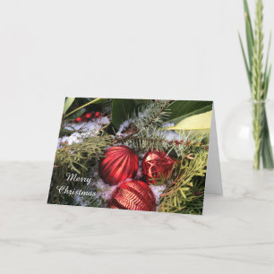Cartes Pour Fêtes Annuelles La verdure des neiges et l'étincelle rouge