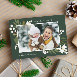 Cartes Pour Fêtes Annuelles La verdure d'hiver Photo Love & Joy
