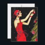 Cartes Pour Fêtes Annuelles La Vintage dame des années 1920 décorant l'arbre d<br><div class="desc">Carte de vacances Vintage de la Dame de Noël 1920.</div>