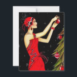 Cartes Pour Fêtes Annuelles La Vintage dame des années 1920 décorant l'arbre d<br><div class="desc">Carte de vacances Vintage de la Dame de Noël 1920.</div>