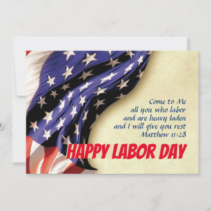 Cartes Pour Fêtes Annuelles LABOR DAY USA Patriotic Flag Scripture Customized