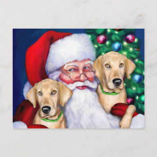 Cartes Pour Fêtes Annuelles Laboratoires de Père Noël de Noël Jaune du Labrado