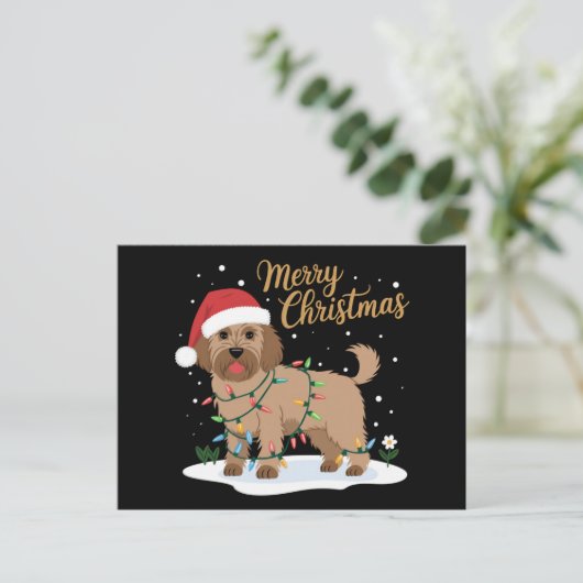 Cartes Pour Fêtes Annuelles Labradoodle Joyeux Noël Funny Noël Amoureux des ch (Debout devant)