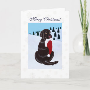 Cartes Pour Fêtes Annuelles Labrador au chocolat avec flocon de neige de Santa